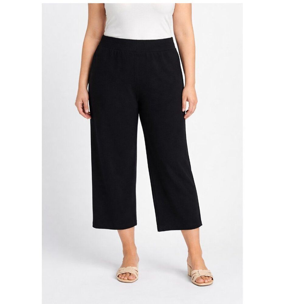 Ann Taylor Lounge Casual Crop Wide Leg Black Pants Size Large